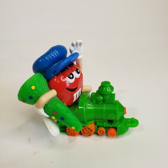 m&m's Red Christmas Train Series 1 Engine With Tree Topper 3 1/2 Inches Tall - Picture 1 of 5